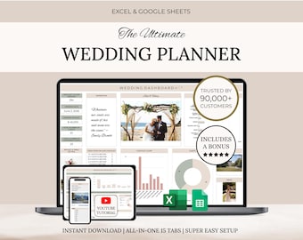 Wedding Planning Spreadsheet | Google Sheets | Wedding Checklist | Wedding Budget Spreadsheet | Wedding To Do | Timeline | Wedding Template