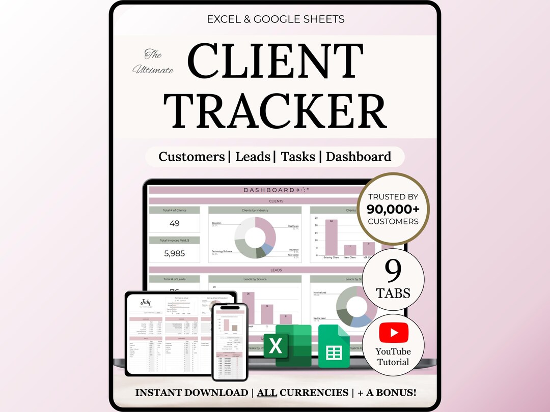 Client Tracker Excel CRM Tracker Spreadsheet Google Sheets Small ...