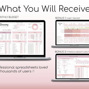 Monatliche Budget Tabelle Einfaches Jahresbudget Persönliche Finanzen Google Sheets Haushaltsplaner Habit Tracker Fitness-Tracker Bild 9