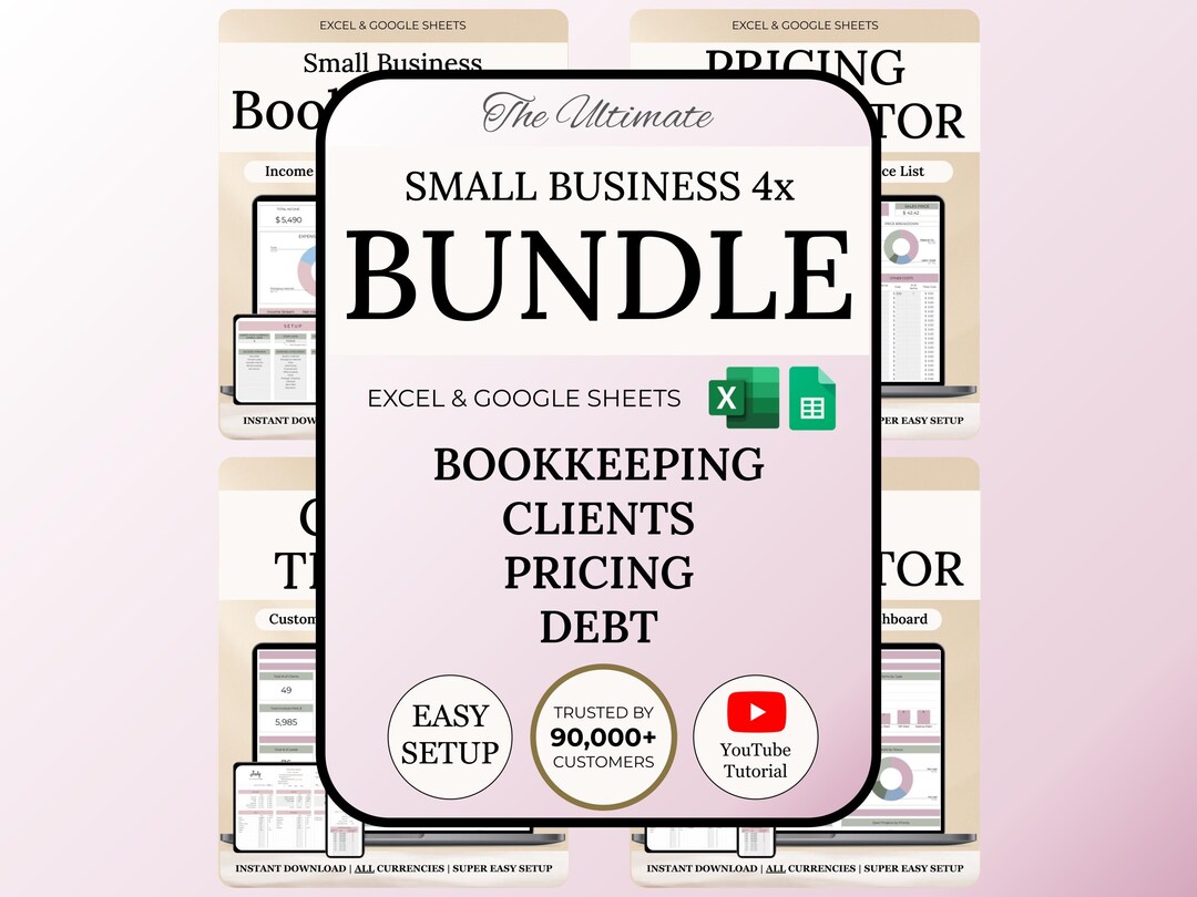 Small Business Bundle Bookkeeping Spreadsheet Client Tracker CRM Excel ...