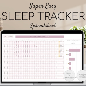 Afdrukbare slaaptracker | Maandelijks, dagelijks slaapdagboek | PDF | Logboek slaapkwaliteit | Slaapurenplanner | Google Spreadsheets-sjabloon | Bewerkbaar