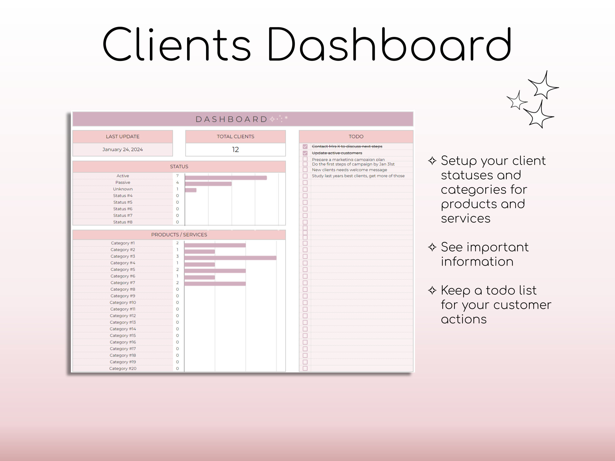 Client Quicksheet Client Tracker Spreadsheet | Small Business Template | Customer List ...