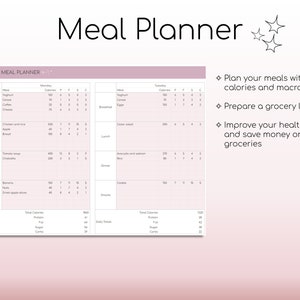 Weight Loss & Fitness Tracker Google Sheets Calorie Tracker Meal Planner Habit Tracker Digital Workout Planner image 7