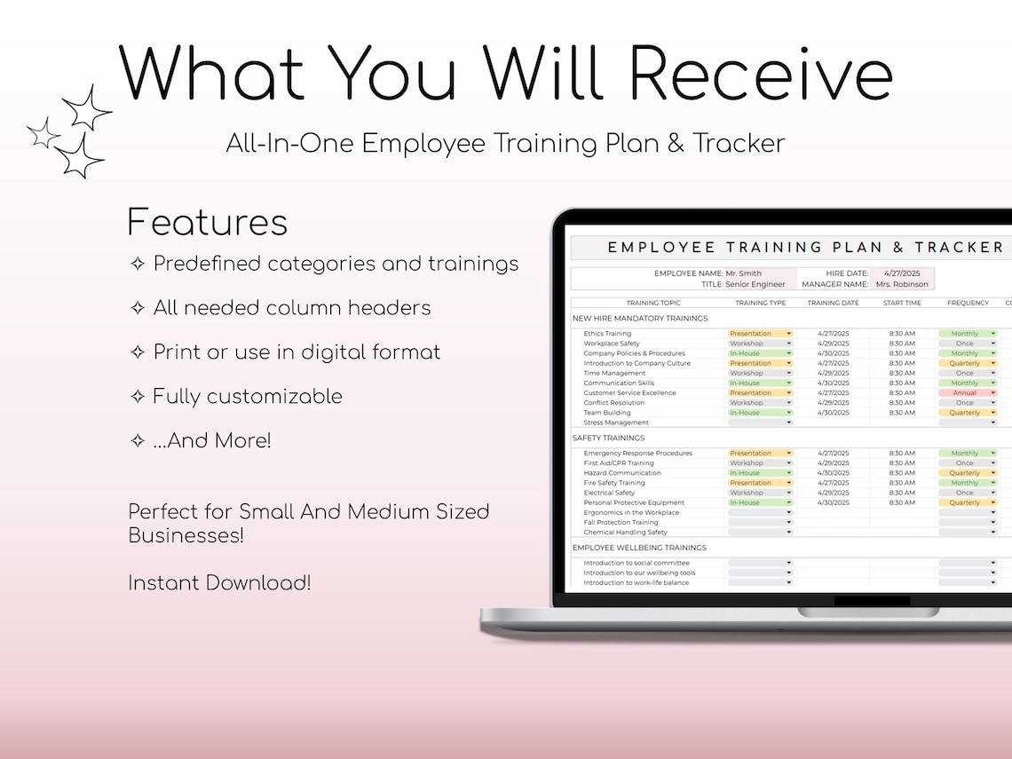 Employee Training Plan & Tracker Template for Google Sheets and ...