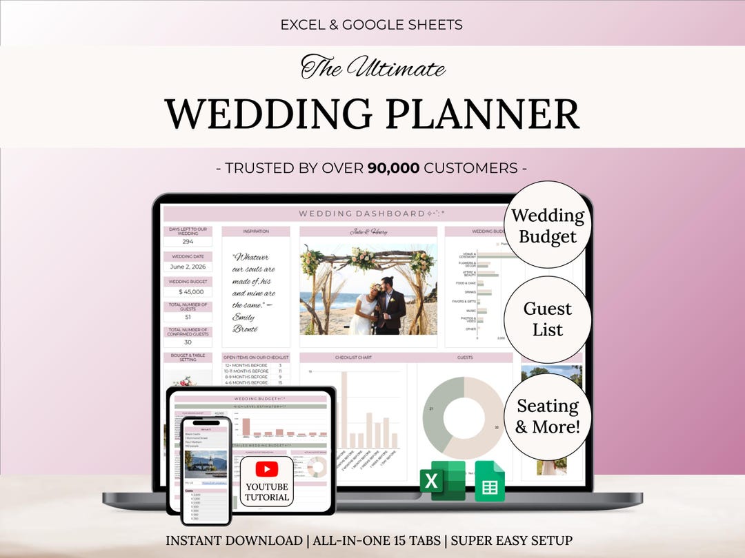 Wedding Planning Spreadsheet | Google Sheets | Wedding Checklist ...