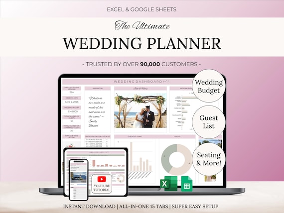Wedding Planning Spreadsheet | Google Sheets | Wedding Checklist | Wedding Budget Spreadsheet | Wedding To Do | Timeline | Wedding Template