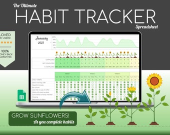 Habit Tracker Tabelle | Google Sheets | Täglich | Wöchentlich | Monatlicher Gewohnheitsplaner | Tor-Planer | Digitales Dashboard | Einfacher Aufgabenplaner