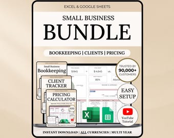 Small Business Bundle Bookkeeping Spreadsheet Client Tracker CRM Excel Template Google Sheets Budget Tracker Pricing Calculator Freelancer
