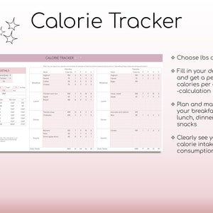 Seguimiento de pérdida de peso y actividad física / Hojas de cálculo de Google / Seguimiento de calorías / Planificador de comidas / Seguimiento de hábitos / Planificador de entrenamiento digital imagen 4