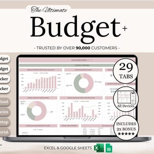 Ultimate Annual Budget Spreadsheet | Excel Google Sheets Budget Template | Monthly Budget Tracker | Debt Tracker | Financial Planner