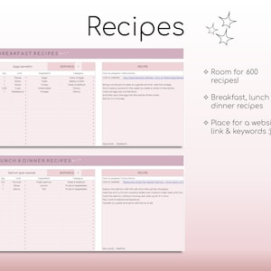 Weekly Meal Planner and Grocery List Google Sheets Digital Template Automated Shopping List Food Prep Printable Digital Meal Planner image 7