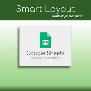Puede incluir: Un cuadrado blanco con un logotipo de Google Sheets verde y el texto "Google Sheets" en negro. Debajo del logotipo, el texto "Works with Mac and Pc" en negro.