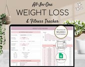 Weight Loss & Fitness Tracker | Google Sheets | Calorie Tracker | Meal Planner | Habit Tracker | Digital Workout Planner