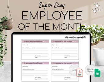 Employee of the Month | Editable Nomination Template | Nomination Card | HR Template | Staff Recognition | Human Resource Form | Award Doc