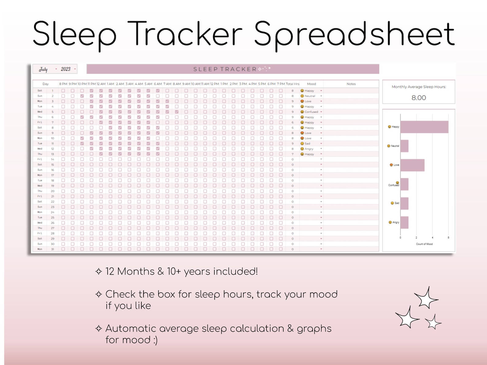 Sleep Tracker Printable | Monthly, Daily Sleep Journal | PDF | Sleep ...