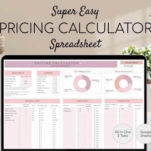 Pricing Calculator Spreadsheet | Small Business Template | Product Pricing Calculator | Pricing Worksheet | Price Guide | Profit Calculator