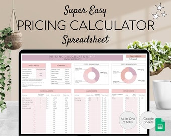 Hoja de cálculo de calculadora de precios / Plantilla para pequeñas empresas / Calculadora de precios de productos / Hoja de trabajo de precios / Guía de precios / Calculadora de ganancias