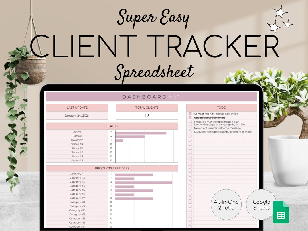 Client Tracker Spreadsheet | Small Business Template | Customer List ...