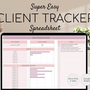 Client Tracker Spreadsheet | Small Business Template | Customer List Google Sheets | Customer CRM | Client Planner | Client Management