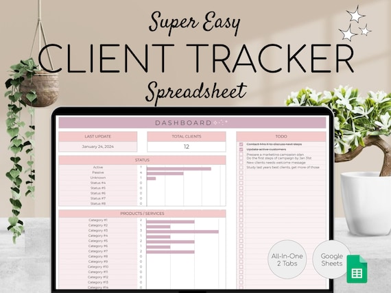 Client Tracker Spreadsheet | Small Business Template | Customer List Google Sheets | Customer CRM | Client Planner | Client Management