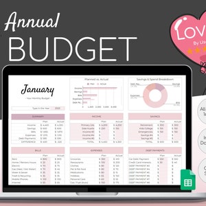 Annual Budget Spreadsheet | Simple Annual Budget | Personal Finances | Easy Google Sheets | Financial Planner | All-In-One | Easy to Use