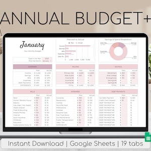 Spreadsheet jaarbudget plus | Eenvoudig jaarbudget | Persoonlijke financiën | Eenvoudig Google Spreadsheets | Financieel planner | Alles-in-één