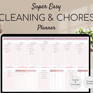 Weekly Cleaning Checklist | Monthly, Yearly Chore Chart | Cleaning Planner | House Chore List | Google Sheets Template | Editable Tracker