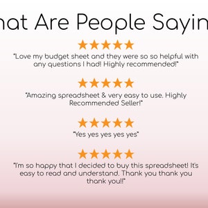 May include: A graphic with the text "What Are People Saying?" and customer testimonials. The testimonials are accompanied by star ratings. The background is a gradient of pink and white.