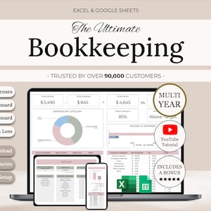 Small Business Bookkeeping Template Excel Bookkeeping Spreadsheet Sales Tracker Accounting Template Income Expense Tracker Self Employed