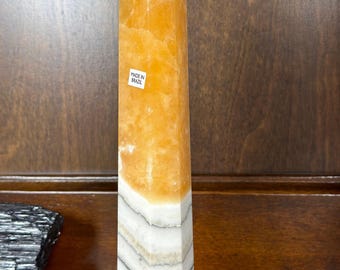 Brazilian Orange Calcite Tower, 7 inch  Crystal Obelisk for Creativity & Joy