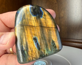 Double Sided Labradorite Freeform 2.5 Inch from Madagascar Sunset Blue Flash Labradorite for Third Eye Home Decor Crystal Gift