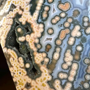 Tall Ocean Sea Jasper Tower with Forest Green Druzy & Beautiful Orbs | Collector Orbicular Ocean Jasper from Madagascar