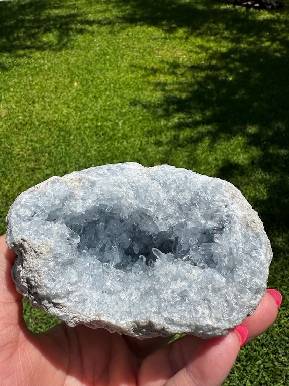 Madagascar Celestite Geode: Raw Crystal Cave, Peaceful Energy