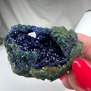 Azurite Malachite Crystal Specimen: Sparkly Portal Geode, Collector Mineral
