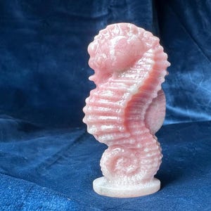 Hand-Carved Pink Opal Seahorse: Peruvian Crystal Carving, Healing Energy