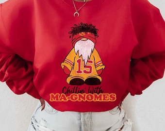 Mahomes Sweater - Chillin&#39; With Ma-Gnomes - Kansas City - KC - Football - Unisex Heavy Blend Crewneck Sweatshirt