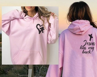 Jesus Has My Back - Cross - Heart - Christian - Religious  - Unisex Heavy Blend Hooded Sweatshirt