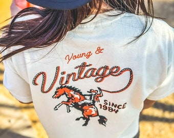 Western Cowgirl Women's Boxy Tee - Vintage Country Western Tee Shirt, Cowboy Tshirt - Oversized Cropped Retro Country Shirt, Festival Tee