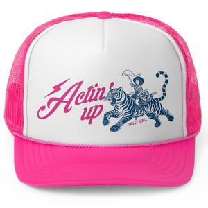 Actin&#39; Up Cowgirl Hat, Rodeo Hat, Country Hat, Cowgirl Trucker Hat, Country Concert Hat, Western Graphic Hat for Women, Western Trucker Cap