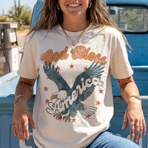 Retro God Bless America 1776 Bald Eagle 250th Anniversary American 4th of July T-shirt | USA Independence Day Tee