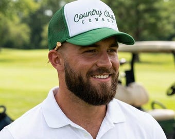 Gorra estilo vaquero Country Club / Sombrero vaquero del oeste, estilo golf verde