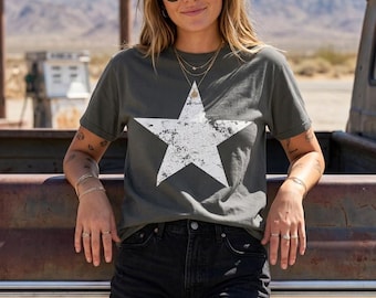 Distressed Retro Star Unisex Garment-Dyed T-shirt
