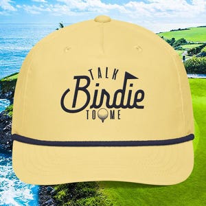Talk Birdie To Me Hat, Golf Hat, Golf Rope Cap, Golf Lover Hat, Dad Golf Hat Gift, Golfer Hat, Funny Golf Hat, Golfing, Embroidered Navy