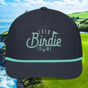 Talk Birdie To Me Hat, Golf Hat, Golf Rope Cap, Golf Lover Hat, Dad Golf Hat Gift, Golfer Hat, Funny Golf Hat, Golfing, Embroidered NavyMint
