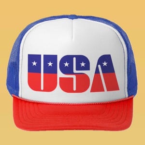 USA Trucker Hat, Red White and Blue Foam Front Trucker Hat, 4th of July, Merica, 4th of July Baseball Hat, Retro USA Hat, Vintage USA Hat