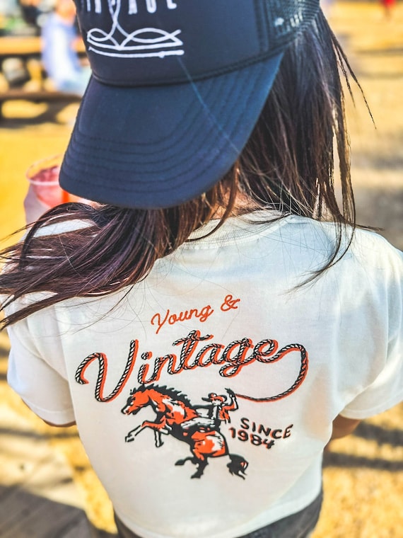 Western Cowgirl Women's Boxy Tee - Vintage Country Western Tee Shirt, Cowboy Tshirt - Oversized Cropped Retro Country Shirt, Festival Tee
