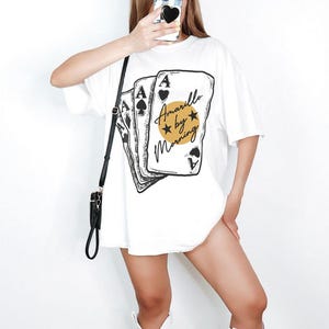 Sunrise Western Lyrics Unisex Garment-Dyed T-shirt, Aces Cards Tee, Amarilllo By Morning Shirt, Country Music Lover Gift, Vintage Style Top White