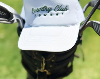 Gorra estilo camionero vaquero Country Club - Gorra vaquera - Gorra western - Gorra de golf verde - Regalo para amantes del golf - Gorra estilo camionero vaquero retro - Gorra bordada