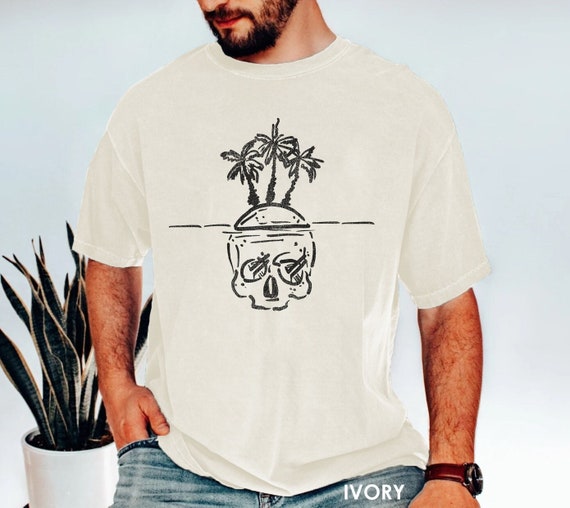 Skull Island Tee Beach Shirt Palm Trees Gift for Him Gift for Her Unisex Garment dyed Comfort Colors T shirt Etsy