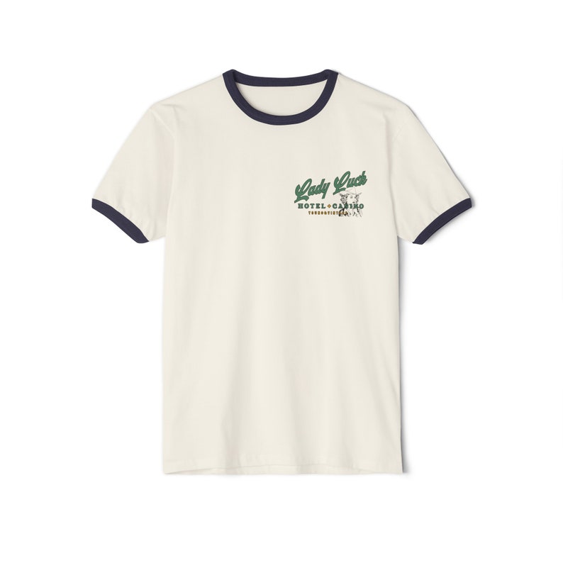 Camiseta Lady Luck - Camisa vaquera retro - Hotel y casino - Camisa vaquera - 777 - Camisa western - Estilo country retro - Camiseta unisex de algodón con ribete imagen 8